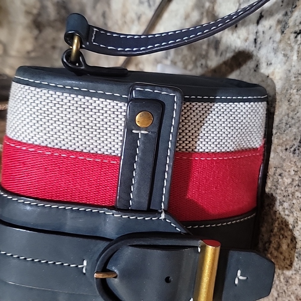 TORY BURCH EUC Maritime Stripe Crossbody Bag, Navy/Ivory/Red - Picture 5 of 14